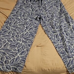 Leaf Print Wide Leg Pants